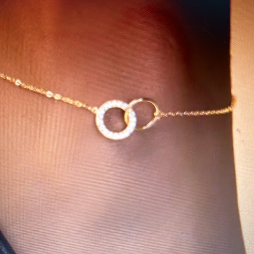 Ankle bracelet. 18K gold plated zircon   Length 9.84 -10.43” with extension